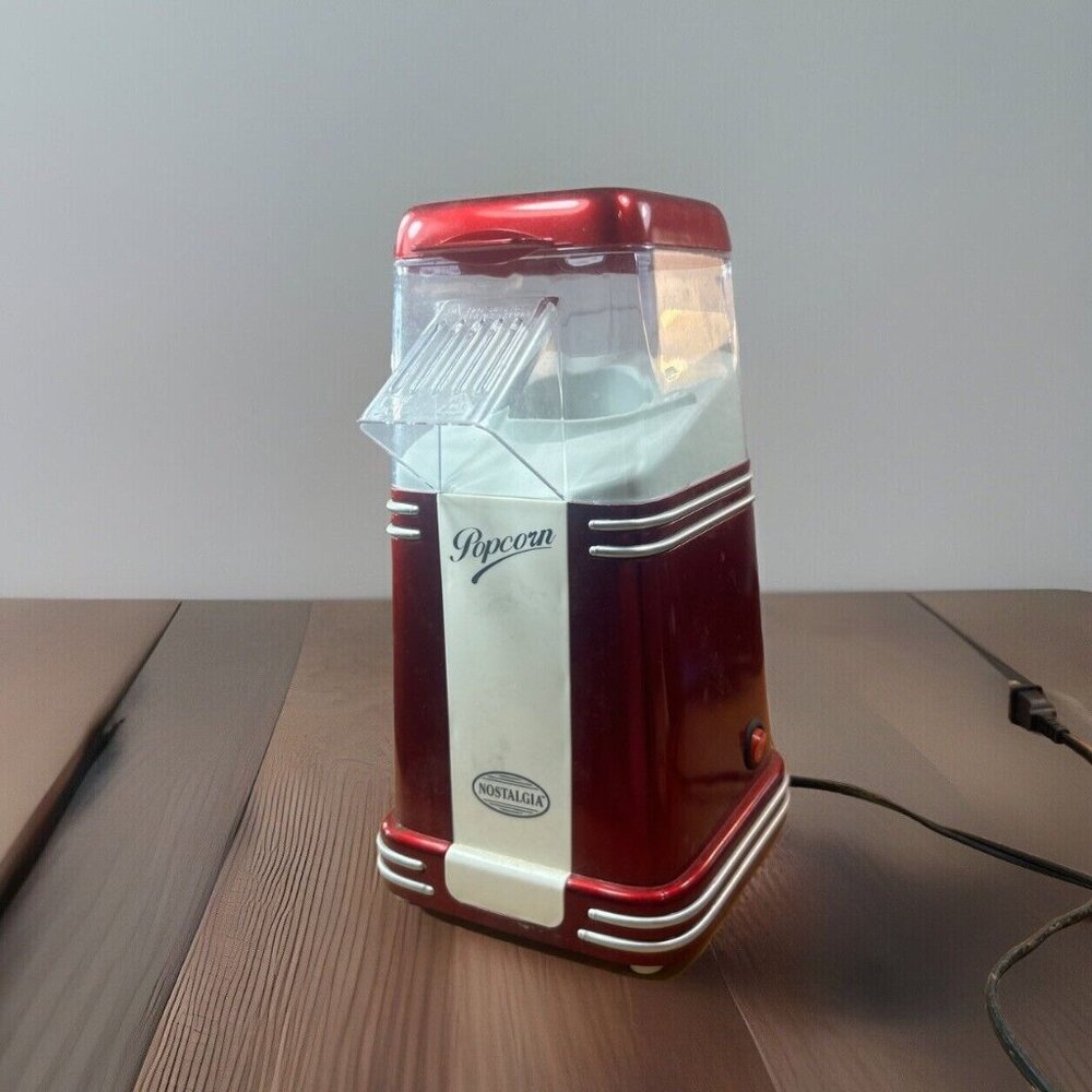 Hot Air Popcorn Maker Machine Mini Popper Nostalgia 50's Style Red & White